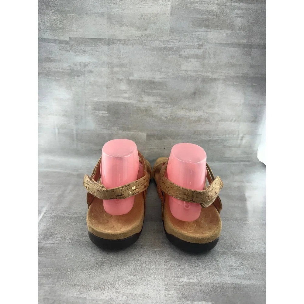 Vionic Farra Cork Gold Metallic T-Strap Comfort Sandals TVW5182 Women Sz 10